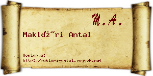 Maklári Antal névjegykártya